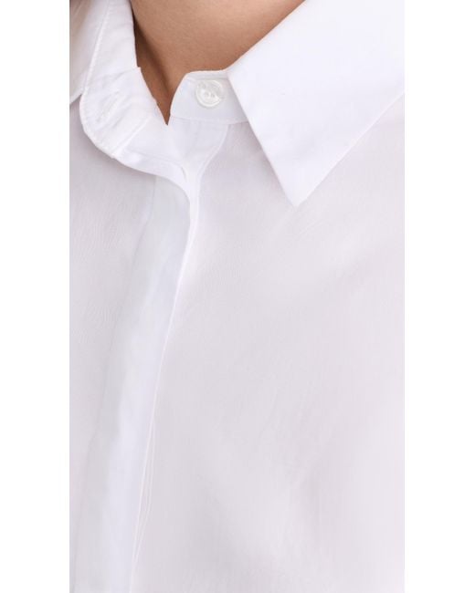 Enza Costa White Poplin Drawcord Shirt