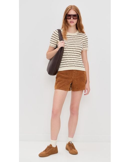 Rag & Bone White Chiara Stripe Short Sleeve Shirt