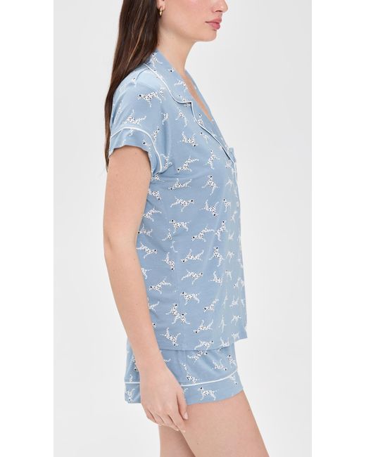 Eberjey Blue Gisele Printed Shortie Pajama Set