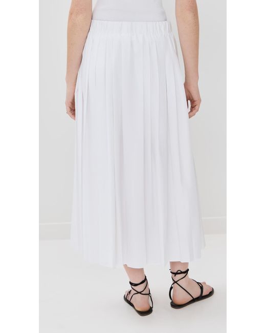 Tibi White Pleated Pull-On Skirt