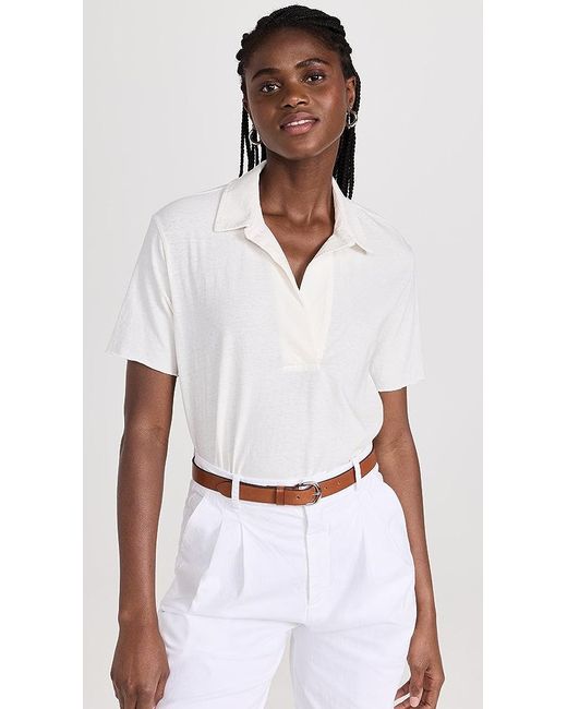 James Perse White Jersey Oversized Polo