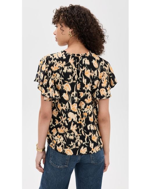 Ulla Johnson Black Lilo Flutter Sleeve Blouse