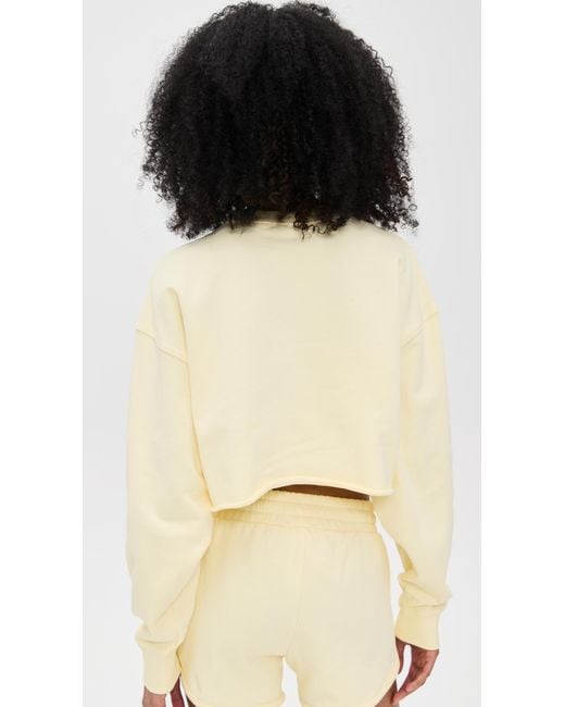 GOOD AMERICAN Black Terry Cropped Crewneck Sweater