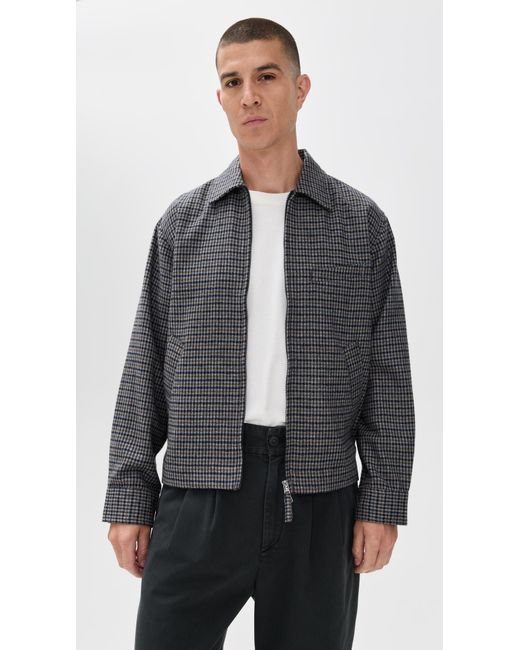 Universal Works Black Windcheater Houndstooth Zip Jacket for men