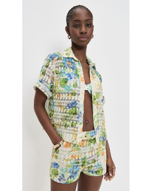PQ Swim Green Blake Button Top