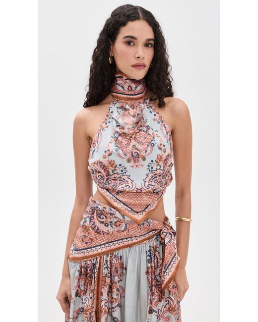Zimmermann Red Silk Aster Scarf Bodice
