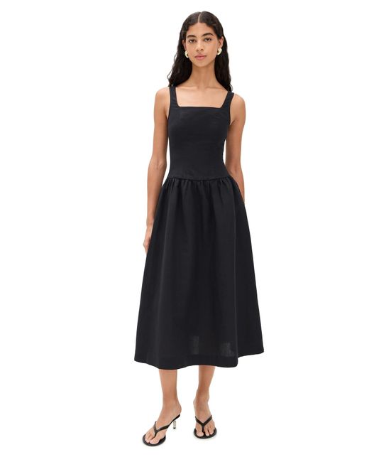 ALIGNE Black Rosia Linen Midi Dress