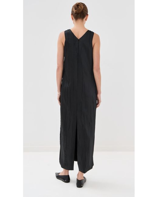 Brandon Maxwell Black The Keke Deep V Shift Midi Dress
