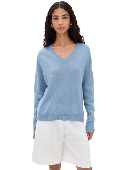Reformation Blue Remi Cashmere V Neck Sweater