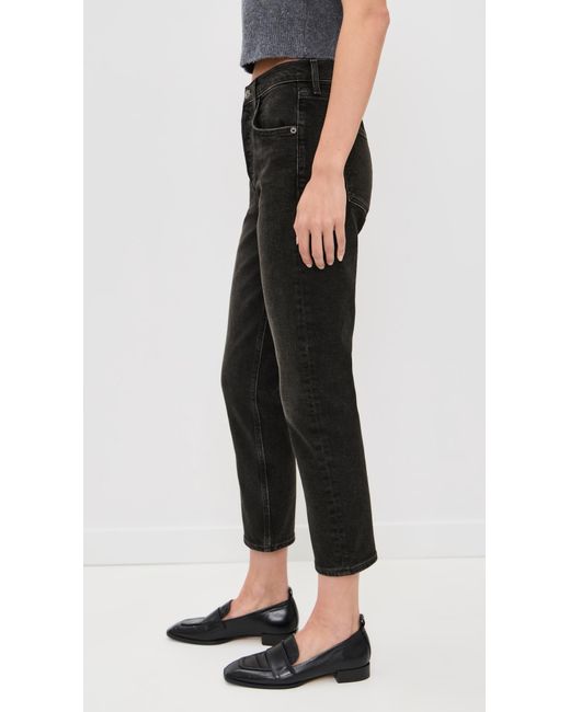Agolde Black Riley High Rise Straight Crop Jeans