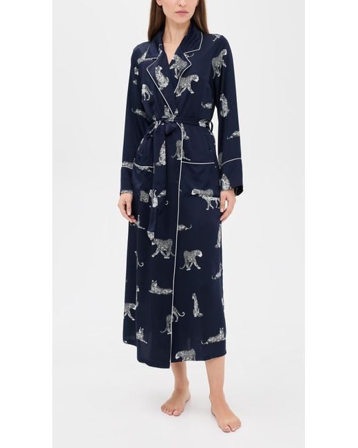 Petite Plume Blue Silk Panthere De Nuit Robe