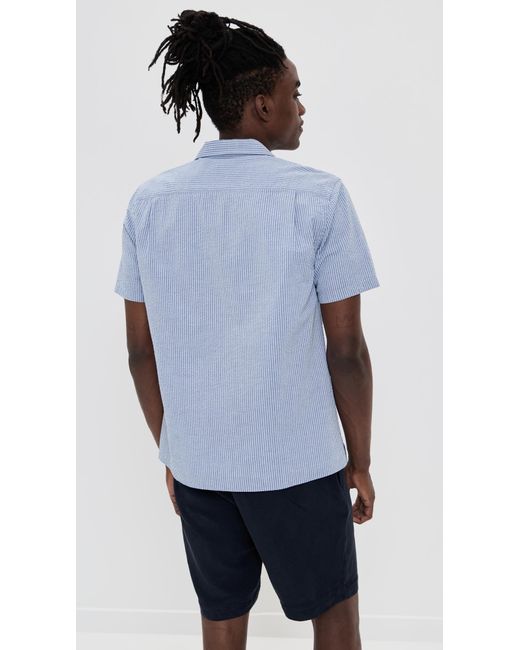 Vince Blue Seersucker Camp Shirt for men