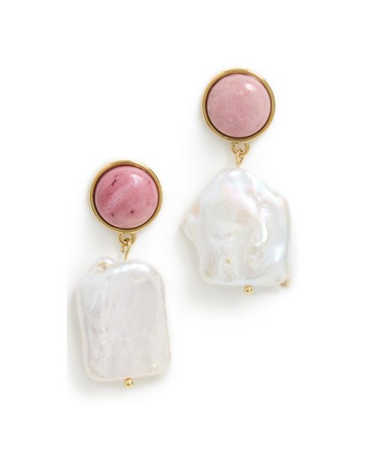 Mayamar Metallic Stone Pearl Earrings