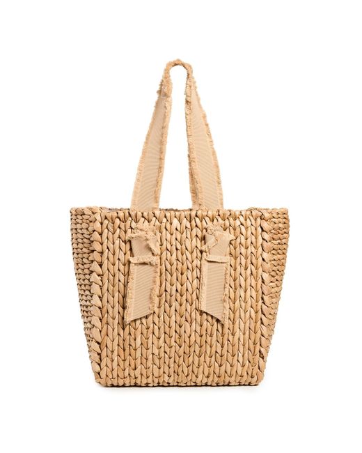 PAMELA MUNSON Natural Petite Isla Bahia Fringe Tote