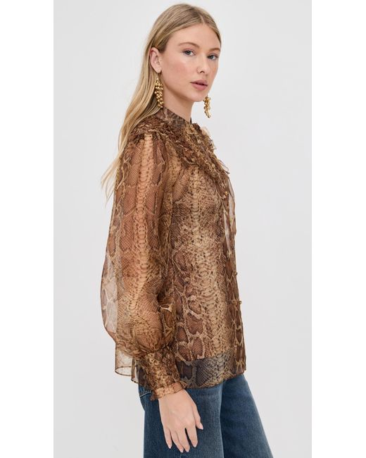 Zimmermann Brown Hypnotic Smocked Blouse