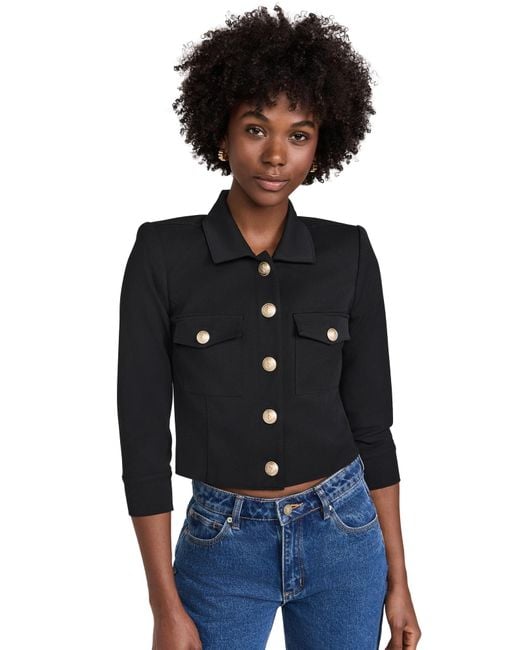 L'Agence Black Kumi Croppd Fitted Jacket