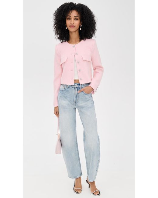 Endless Rose Pink Tweed Buttoned Jacket