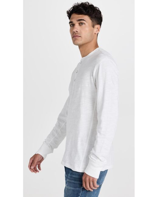 Rag & Bone White Long Sleeve Classic Henley for men