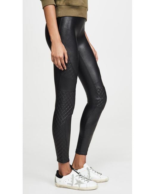 Spanx Quilted Faux Leather Leggings in Black Lyst
