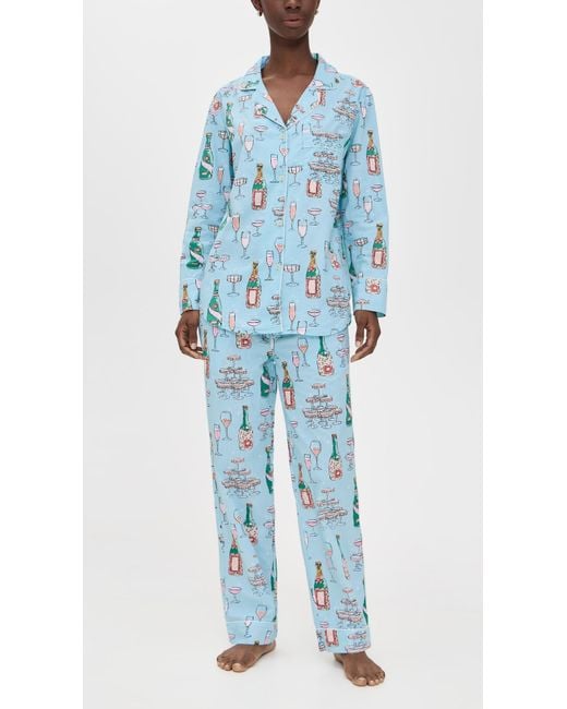 Printfresh Blue Champagne Tower Long Pj Set