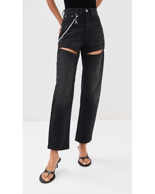 Area Black Slit Jeans