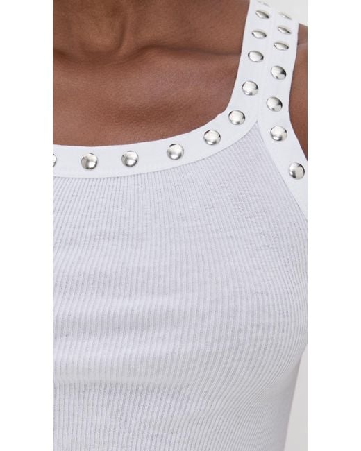 Re/done White Studded Ribbed Tank