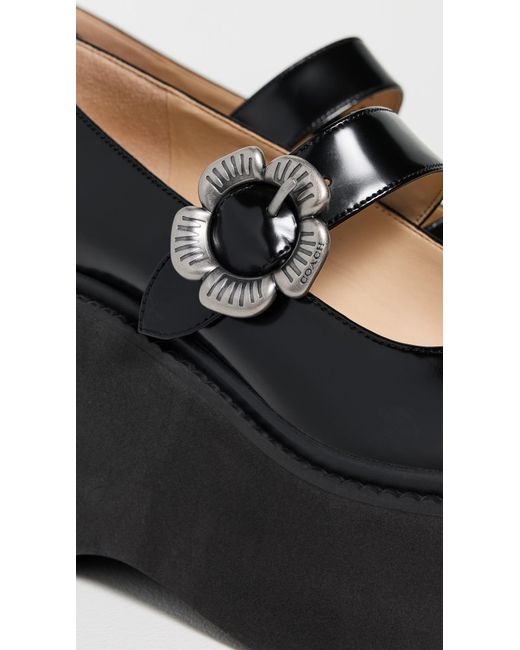 COACH Black Tea Rose Platform Mary Janes Loafer