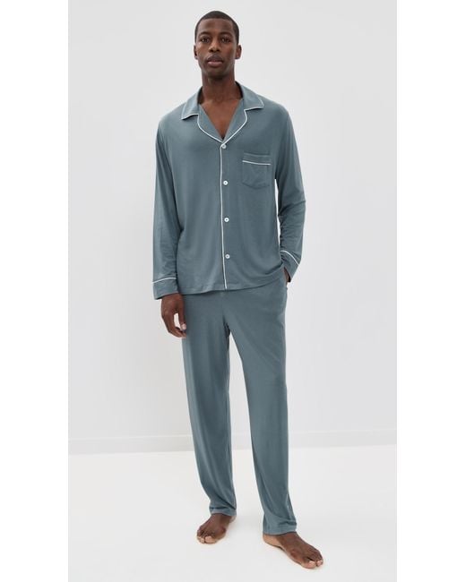 Eberjey Blue William Long Pajama Set for men