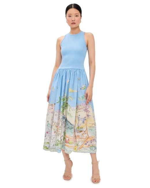 ALÉMAIS Blue Anouk Tank Midi Dress