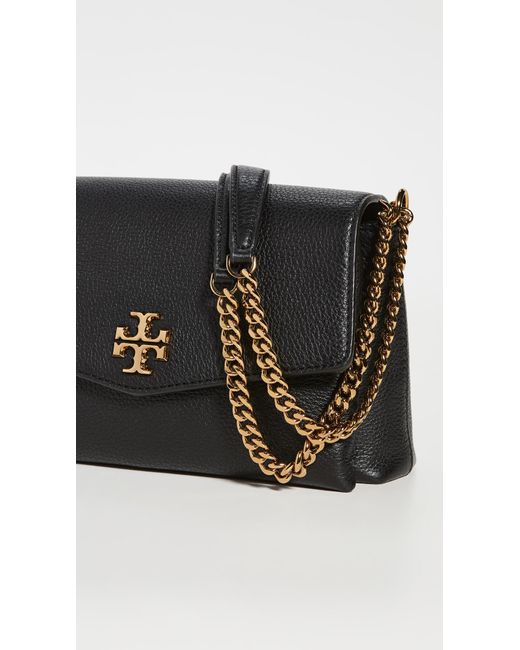 Tory Burch Leather Kira Pebbled Small Convertible Shoulder Bag in Black
