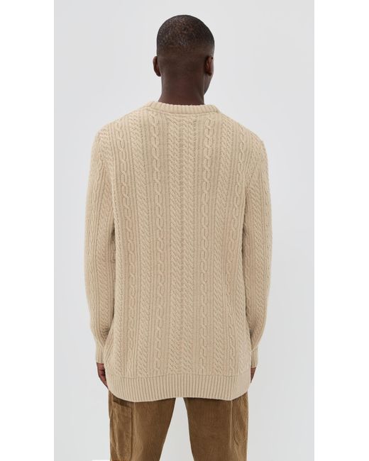 Barbour Natural Lowfen Cable Crew for men