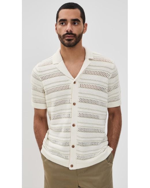 Marine Layer Natural Open Knit Button Down Sweater for men
