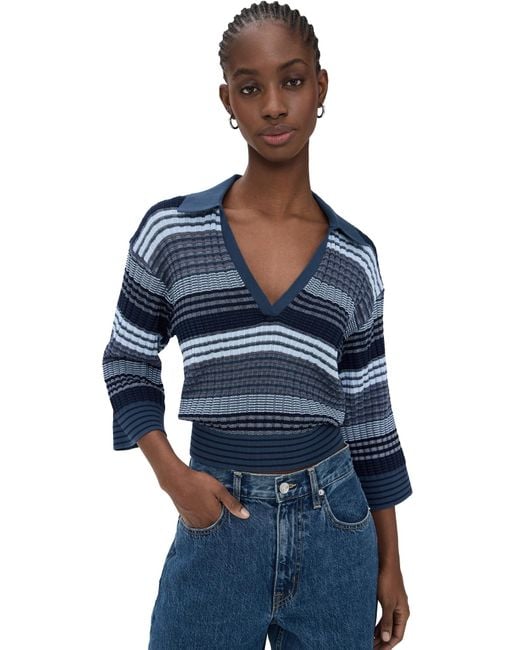 Ramy Brook Blue Striped Azaria Top