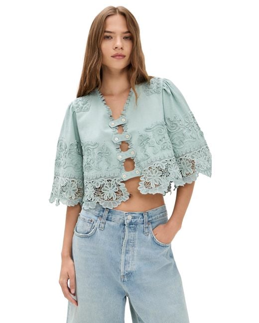 Sea Blue Iyla Soutache Top