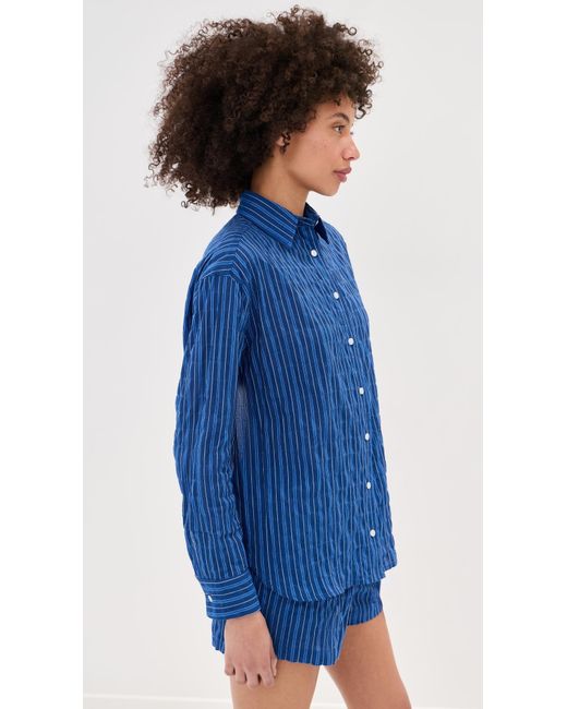 Le Bos Blue Kali Tie Back Button Down