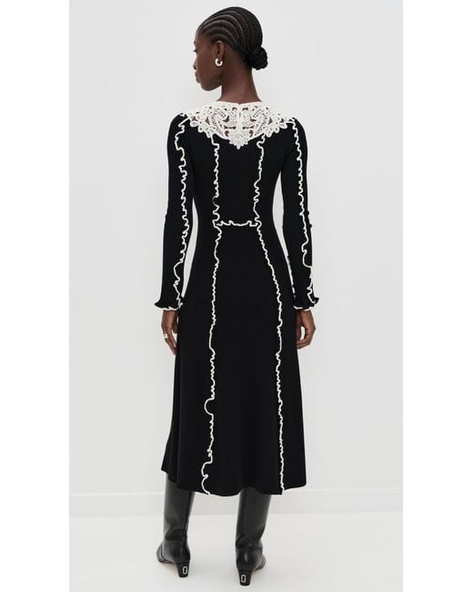 Sea Black Vania Lace Midi Knit Dress