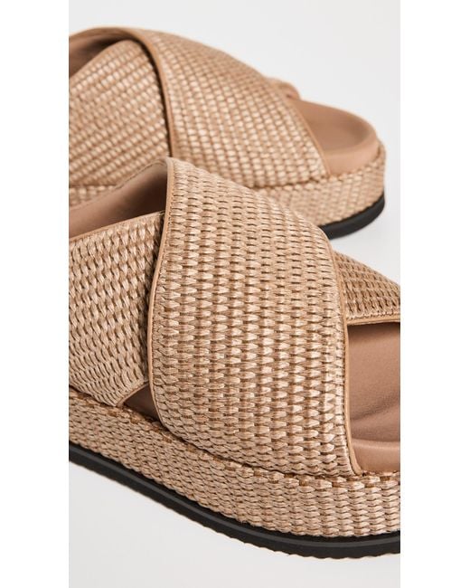Roam Natural Cross Stack Raffia Platform Slides