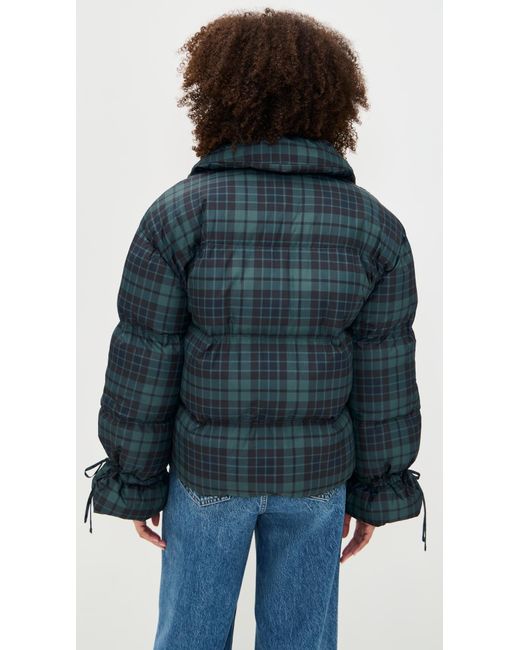 Moon River Blue Plaid Puffer Jacket