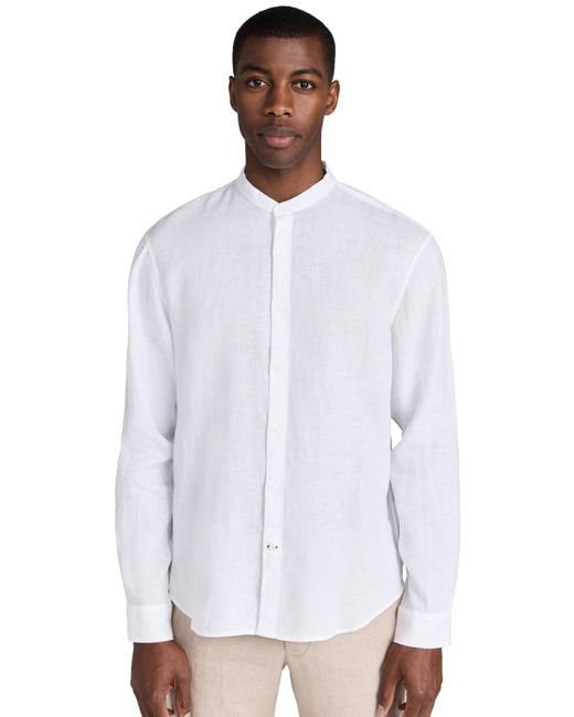 Club Monaco White Linen Solid Shirt for men