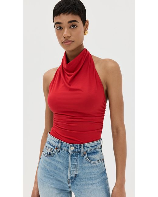 Reformation Red Enzo Knit Top Liptick