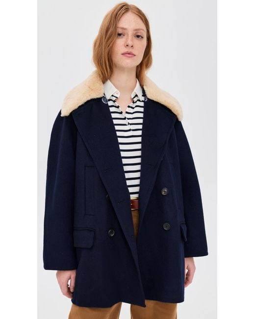 Sea Blue Astra Double Faced Peacoat