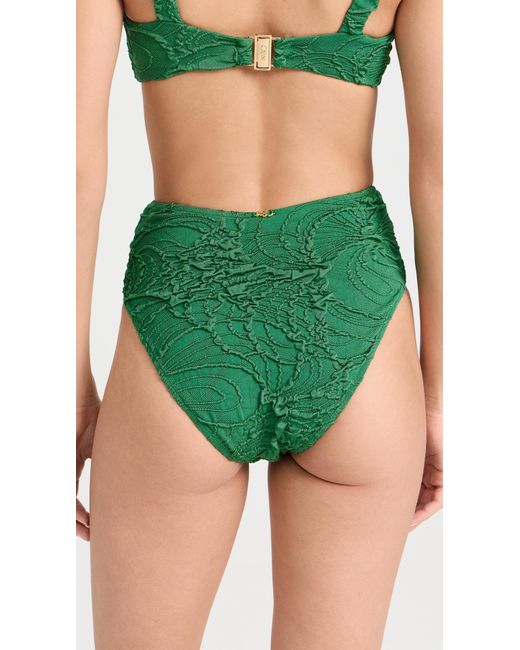 PATBO Green Jacquard High Waist Bikini Bottos Eerad X