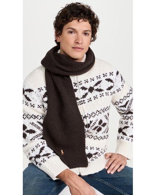 Polo Ralph Lauren Brown Signature Knit Scarf for men