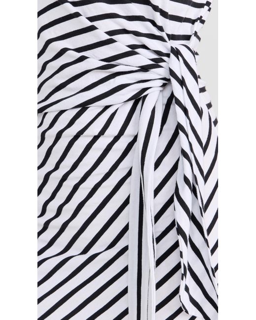 ATM Atm Anthony Thomas Meio Cassic Jersey Stripe Seeveess Twist Dress White/back