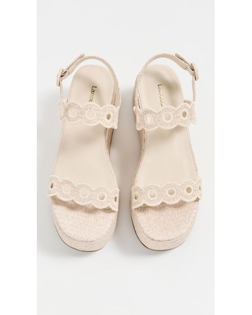 Larroude White Florence Broderie Flatforms
