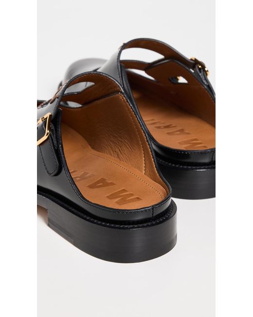Marni Black Leather Slides
