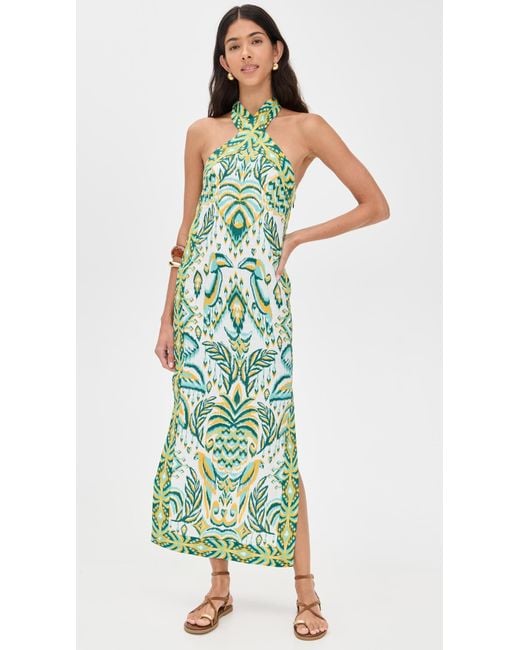 FARM Rio Tropical Tapestry Off- Halter Neck Dress in Green | Lyst