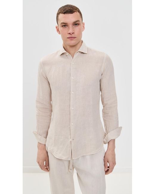 Fedeli Natural Nick Linen Button Down Shirt for men