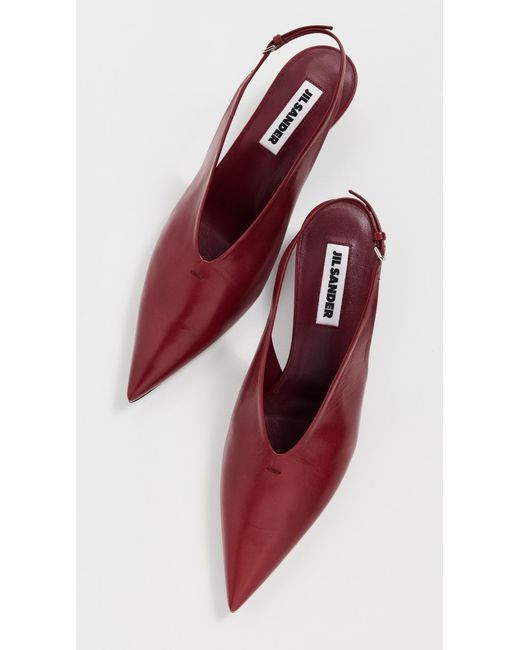 Jil Sander Red Slingback Heels