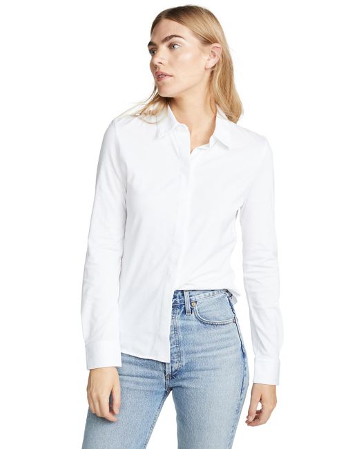 Theory Cotton Fitted Shirt in White - Lyst
